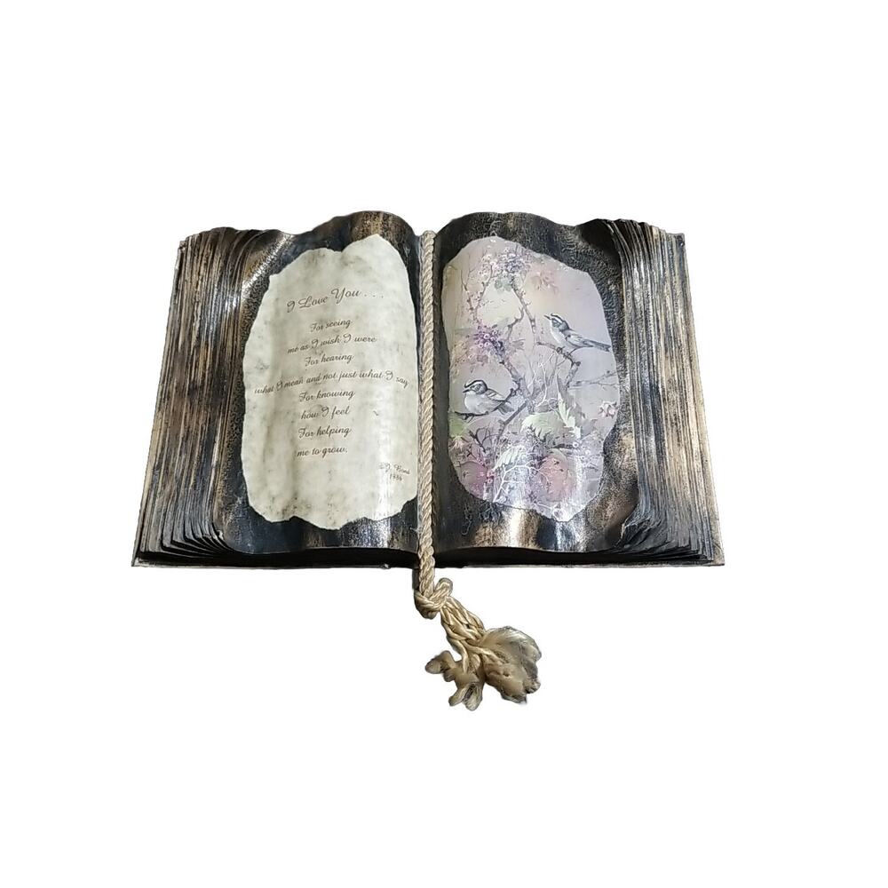 Vintage 1986 Judith Bond "I Love You" Decorative Book Plaque Birds